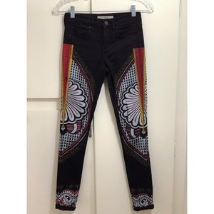 TOPSHOP Moto Black Paisley Print Jeans